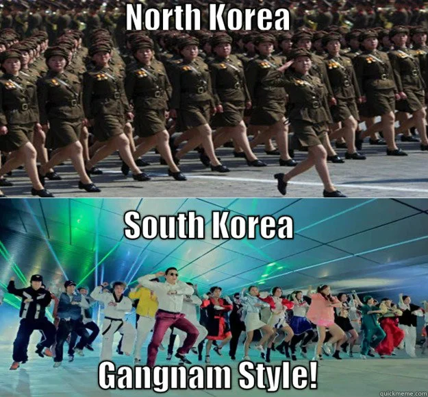 North versus South Korea cultural contrast.
