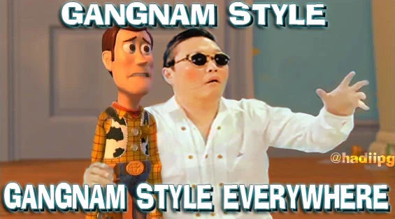 Woody and Buzz Gangnam Style everywhere.