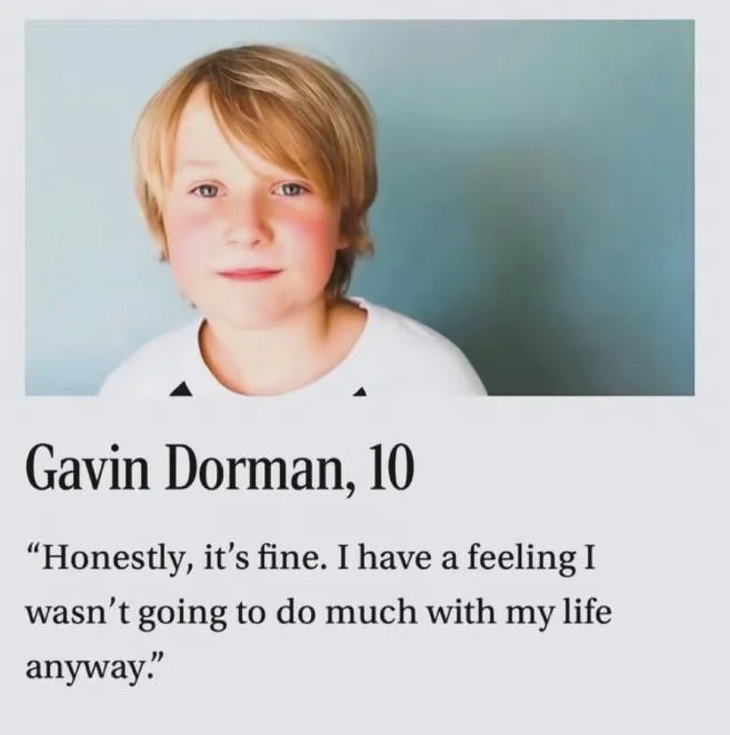 A square-cropped version of the Gavin Dorman, 10 profile commonly shared on social media.