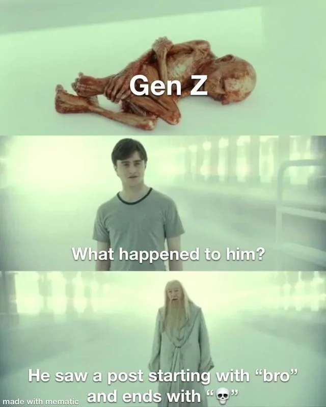 Three-panel Gen Z Stare meme.