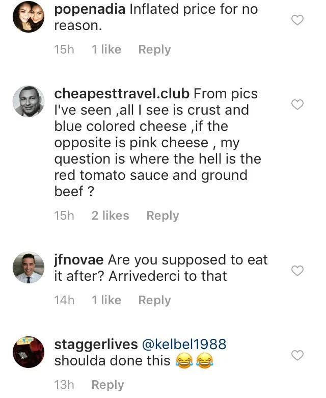 Instagram users react critically to Villa Italian Kitchen's Gender Reveal Lasagna promotion.