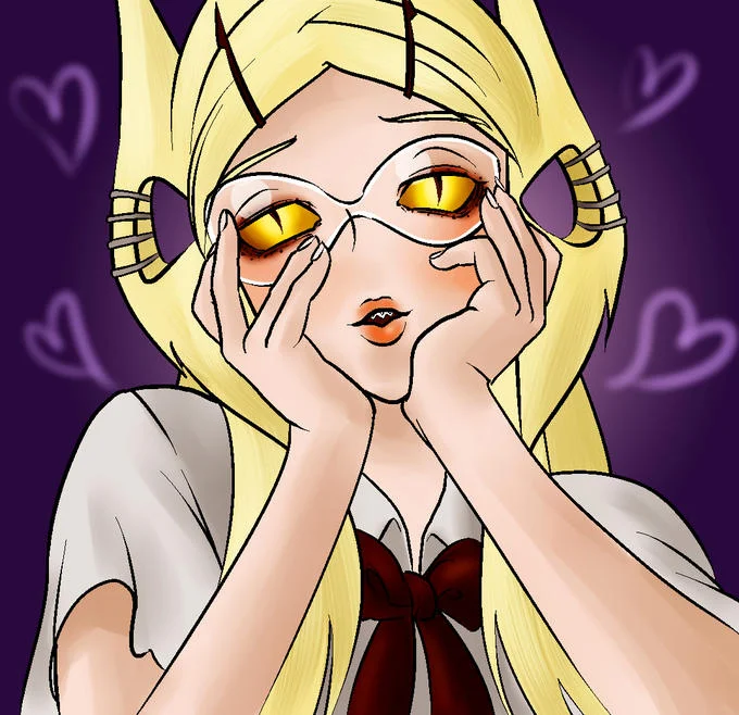 Close-up "grievous-chan" fan art with hearts, part of the anime gijinka meme wave inspired by the Star Wars villain.