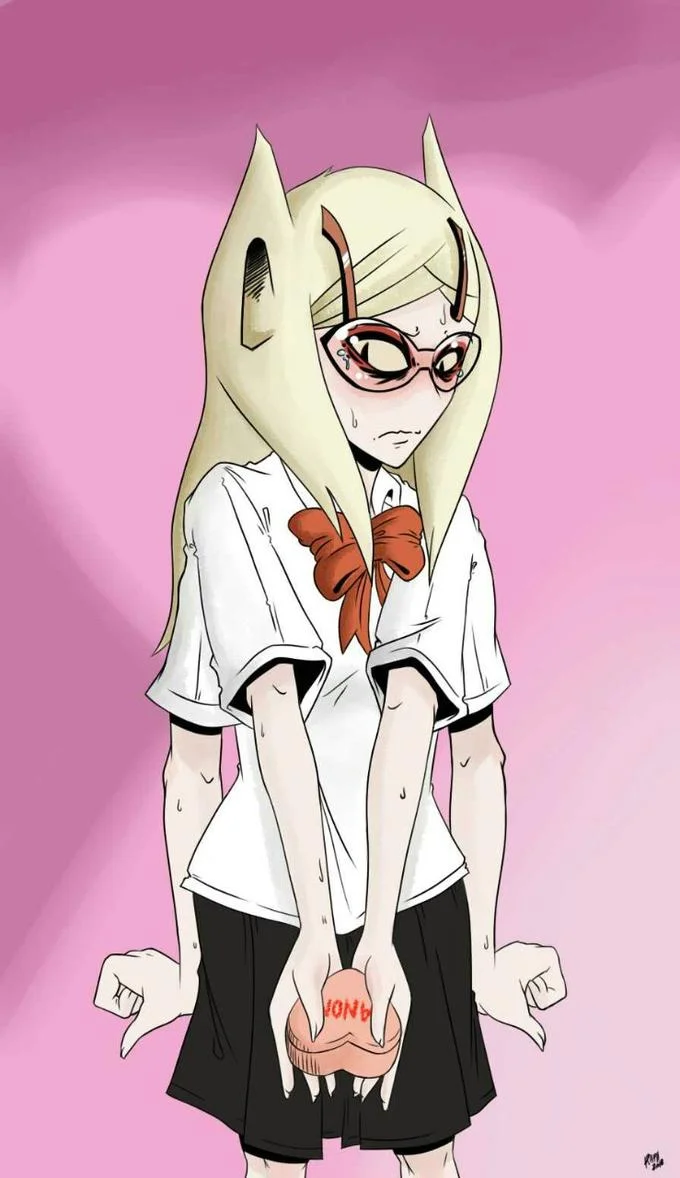 Full-body "grievous-chan" anime fan illustration turning the Separatist commander into a nervous schoolgirl hiding a lightsaber.