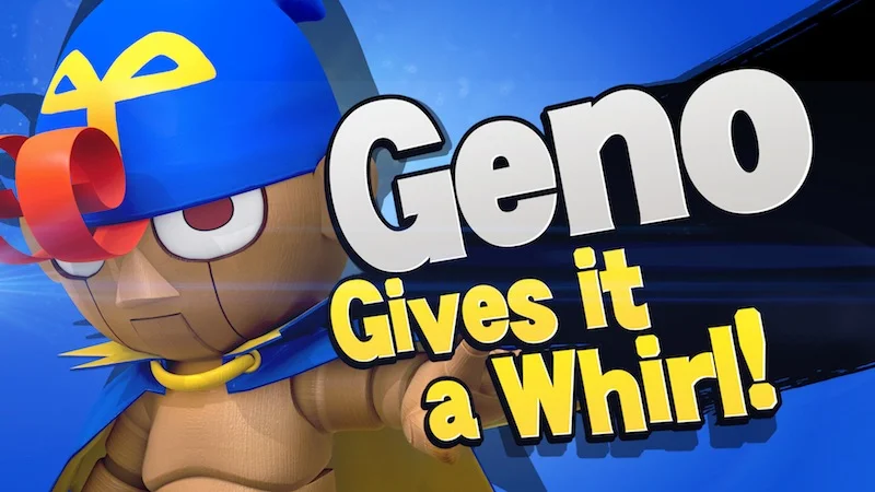 A fan-made Super Smash Bros. reveal splash art depicting Geno from Super Mario RPG, created by artist HighPoweredArt.