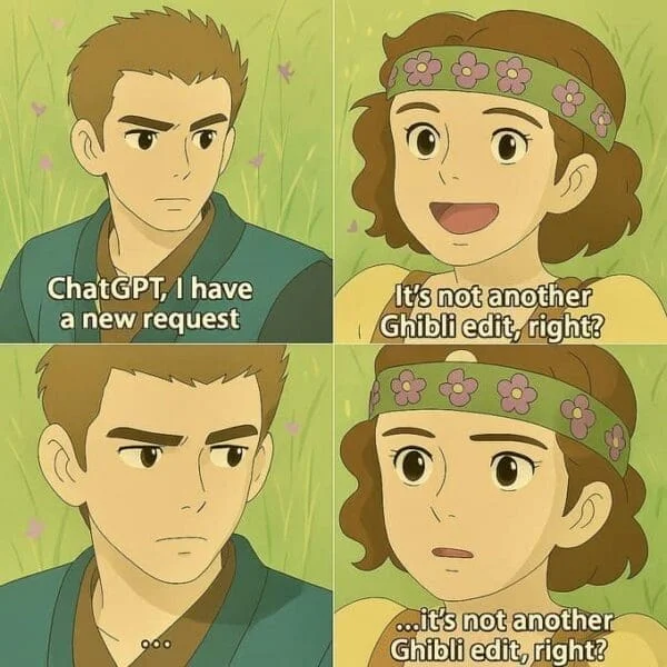 Ghibli AI edit trends meme.