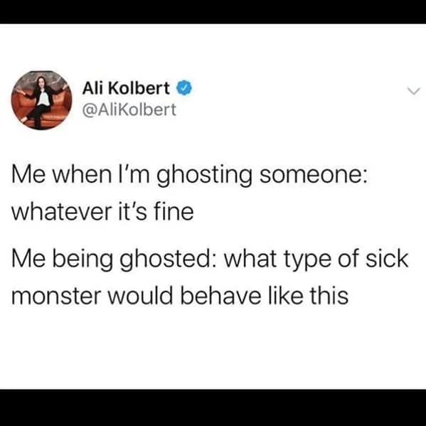 Ghosting double standard hypocrisy.