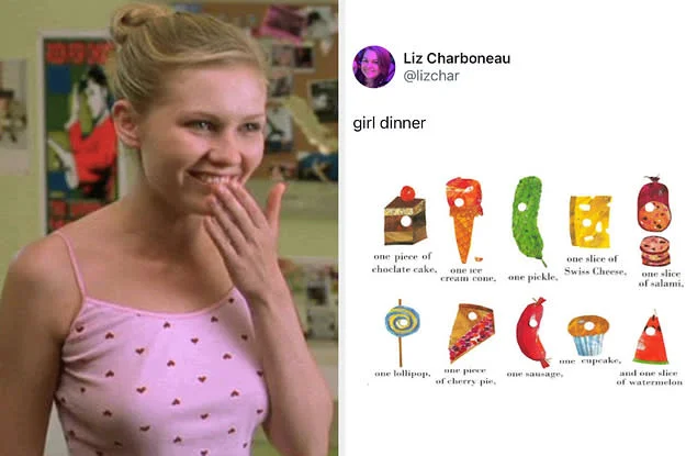 Girl Dinner items labeled collage.
