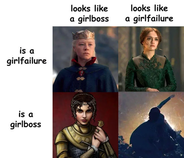 Girlboss versus girlfailure comparison.