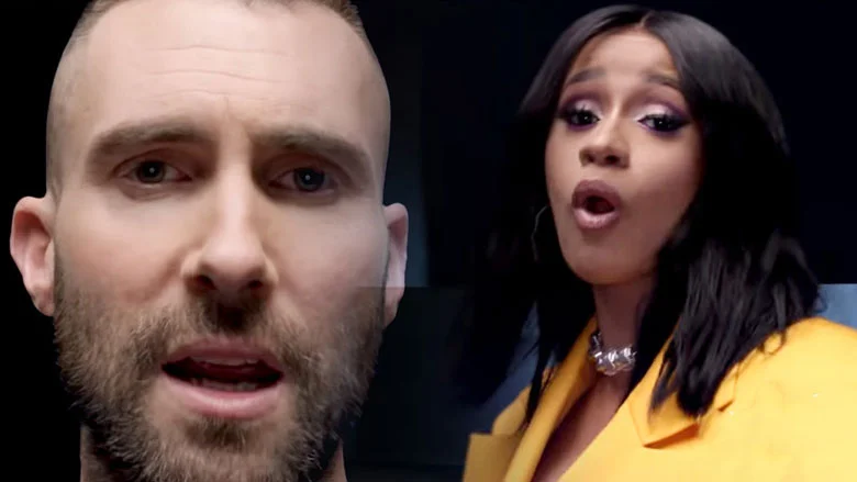Still from Maroon 5's 'Girls Like You' music video featuring Adam Levine and Cardi B.