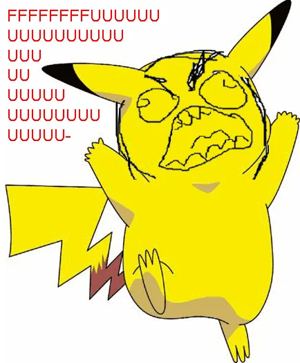 A rage comic mashup edit giving Pikachu the classic 'FFFFFUUUU' rage face.