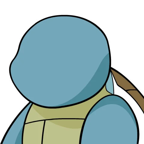 The blank 'Give Squirtle a Face' template inviting users to draw their own expression onto the featureless Pokémon.