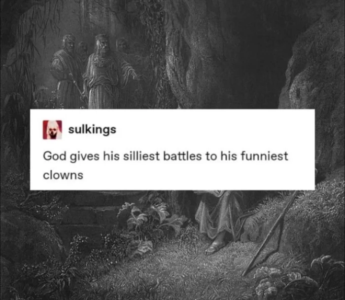 Absurdist clown variant meme.
