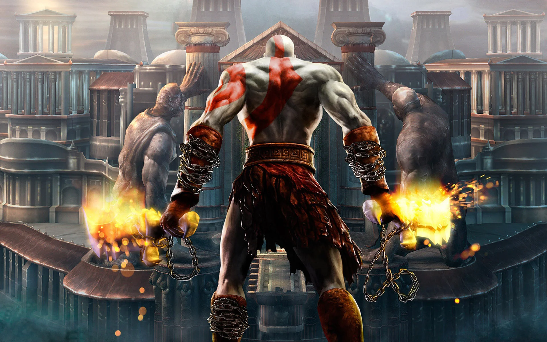 Official promotional art of Kratos from Sony's God of War franchise, the source material for the meme.
