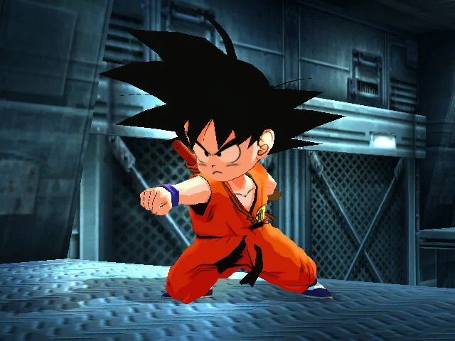 A fan-made render depicting kid Goku ready to battle on a Super Smash Bros. stage.