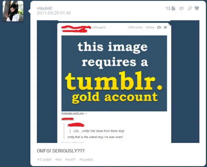 Tumblr gold account adaptation.