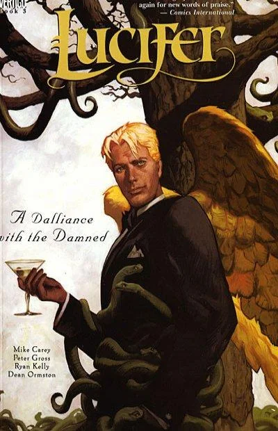 The original source image: the cover of 'Lucifer: A Dalliance with the Damned' by Mike Carey, Peter Gross, Ryan Kelly and Dean Ormston.