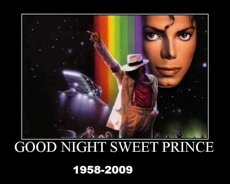 The iconic 'Goodnight Sweet Prince' Michael Jackson memorial image that helped popularize the phrase online following his death in 2009.
