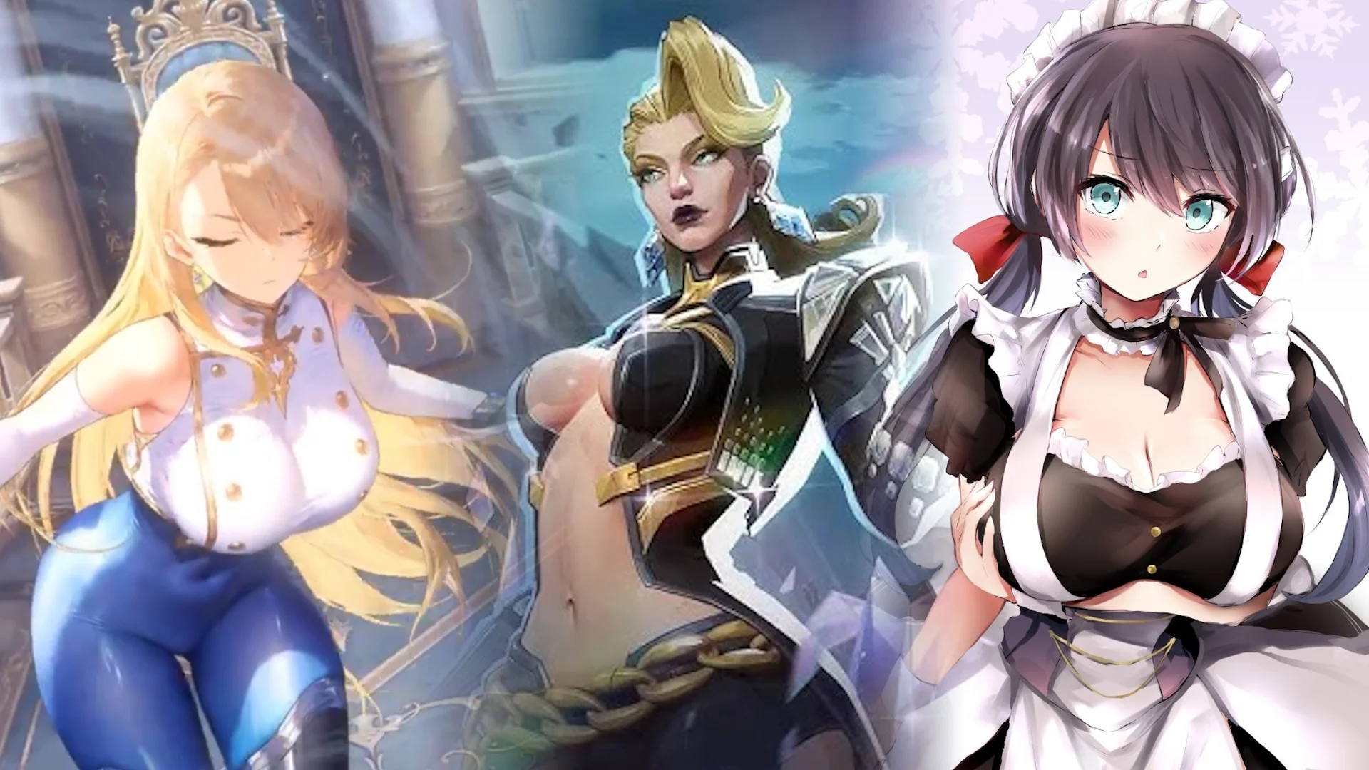 Cover image collage showcasing the hyper-sexualized female character designs typical of 'gooner bait' gacha games at the center of the arms race discourse.