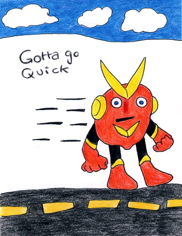 A 'Gotta Go Quick' variation of the meme featuring a Metal Sonic-inspired character.