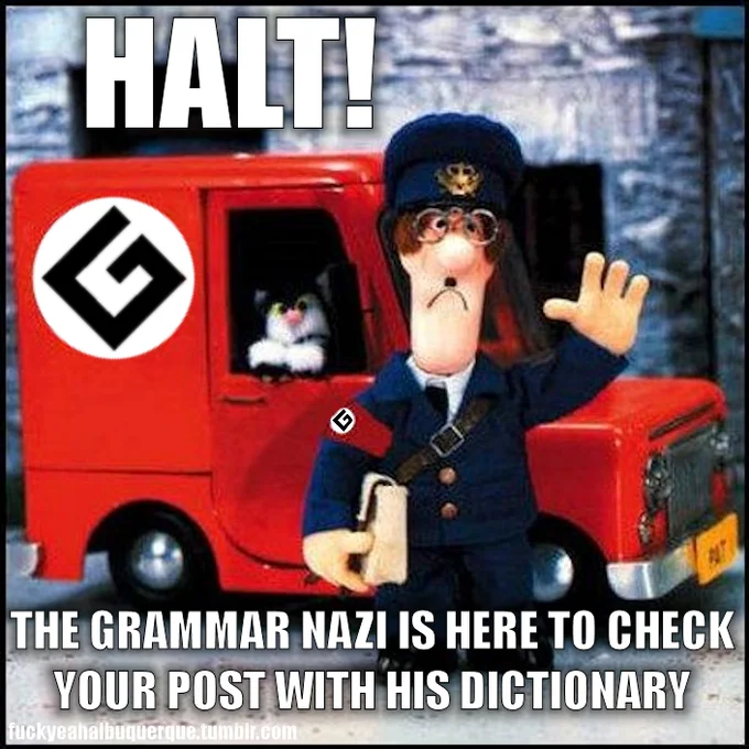 Grammar Nazi character announcement.