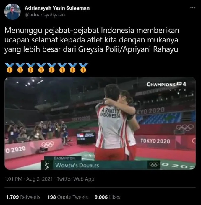 Badminton competition footage.