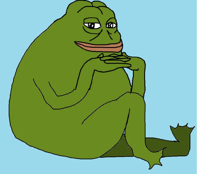 Full-body rendition of Groyper the toad in his signature chin-resting pose.
