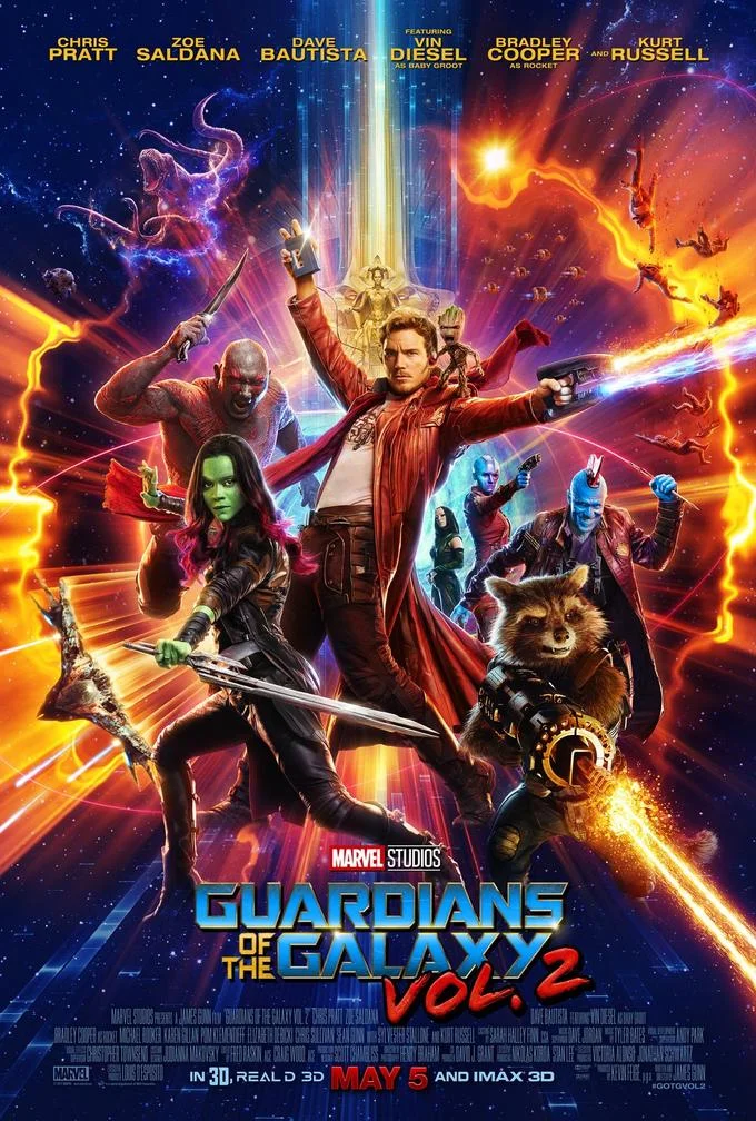 Official theatrical poster for Guardians of the Galaxy Vol. 2 (2017), the sequel directed by James Gunn.
