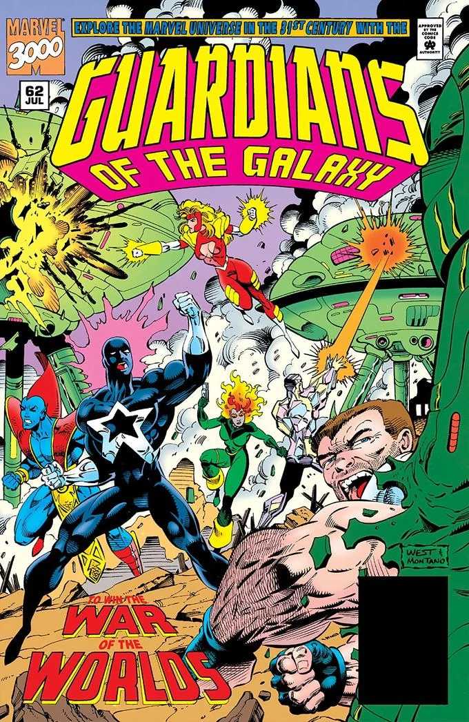 Cover of Guardians of the Galaxy #62 (1995), part of the 'War of the Worlds' storyline from the original comic run.