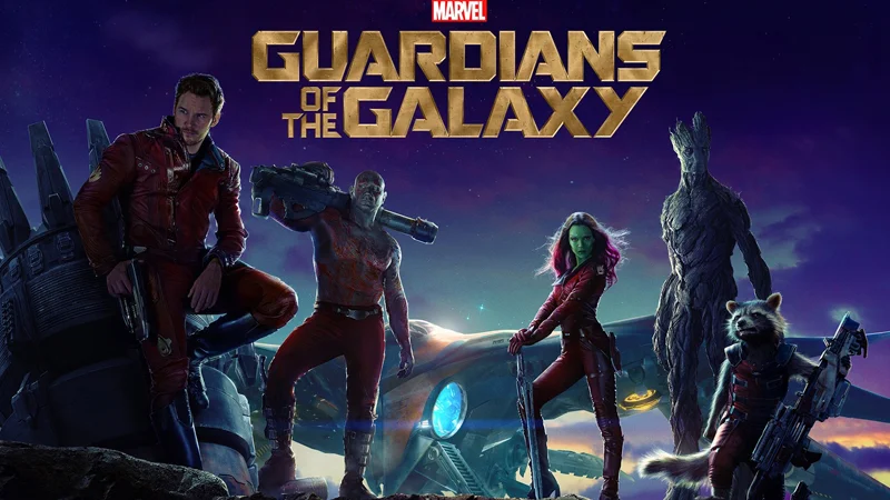 The Marvel Studios promotional banner for Guardians of the Galaxy (2014), featuring the film's ensemble cast of intergalactic misfits.