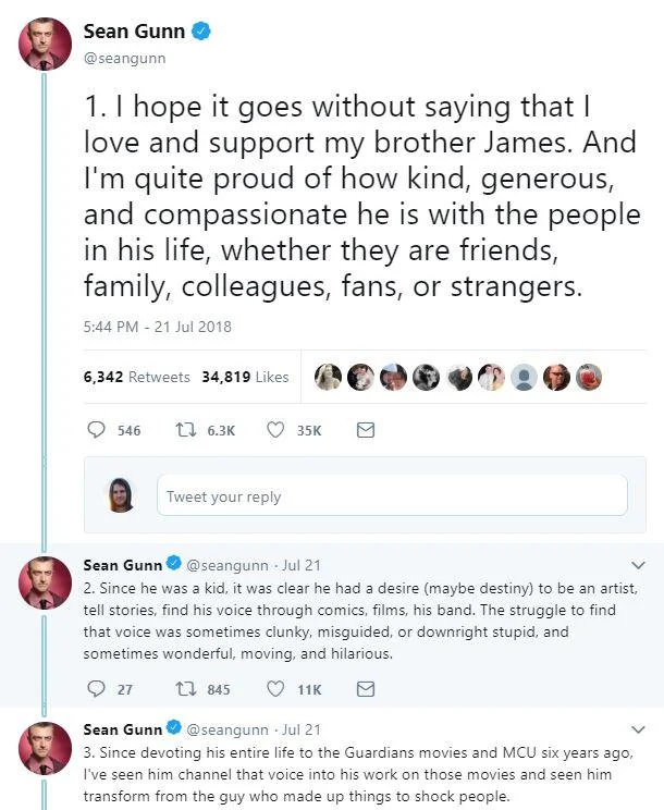 The 'Re-Hire James Gunn' Change.org petition that gathered hundreds of thousands of fan signatures after his firing from Disney.