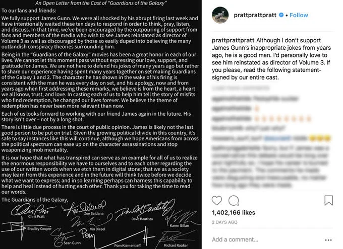 Actor Sean Gunn publicly defended his brother James on Twitter after Disney fired him from Guardians of the Galaxy Vol. 3.
