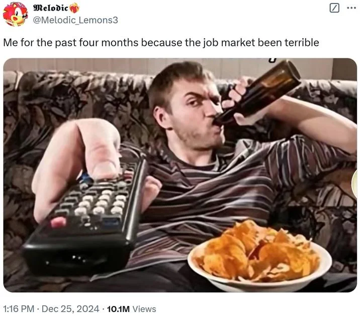 Job market reaction tweet.