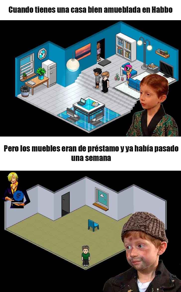 Habbo: expectation versus reality room decoration.