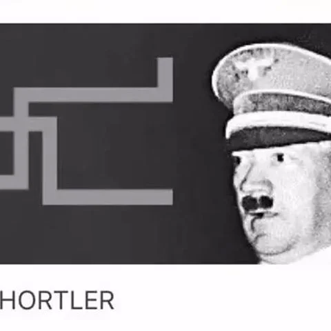 The Hale Hortler entry icon, pairing a portrait of Hitler with a swastika drawn as clumsy zigzag lines.