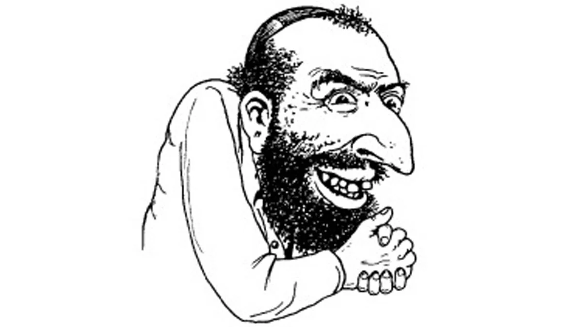 The original Happy Merchant illustration by cartoonist Nick Bougas (pen name A. Wyatt Mann), the core image from which the meme spread.
