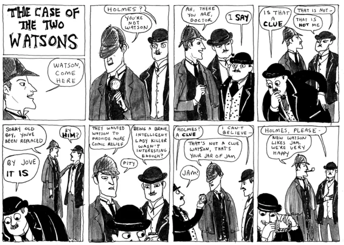 'The Case of the Two Watsons,' a Hark! A Vagrant strip skewering Sherlock Holmes adaptations that swap out Watson.