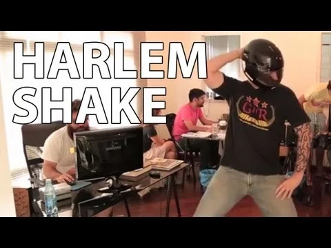 Striking Harlem Shake video depiction with pyramid location and chaos.