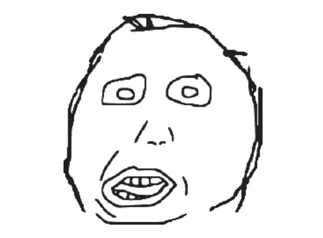 The original Herp Derp face — the crudely drawn rage comic character that inspired the 'harp darp herp derp' catchphrase.