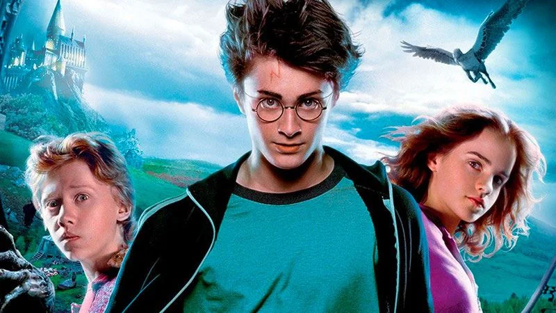 Promotional artwork for Harry Potter and the Prisoner of Azkaban featuring the film's main trio.