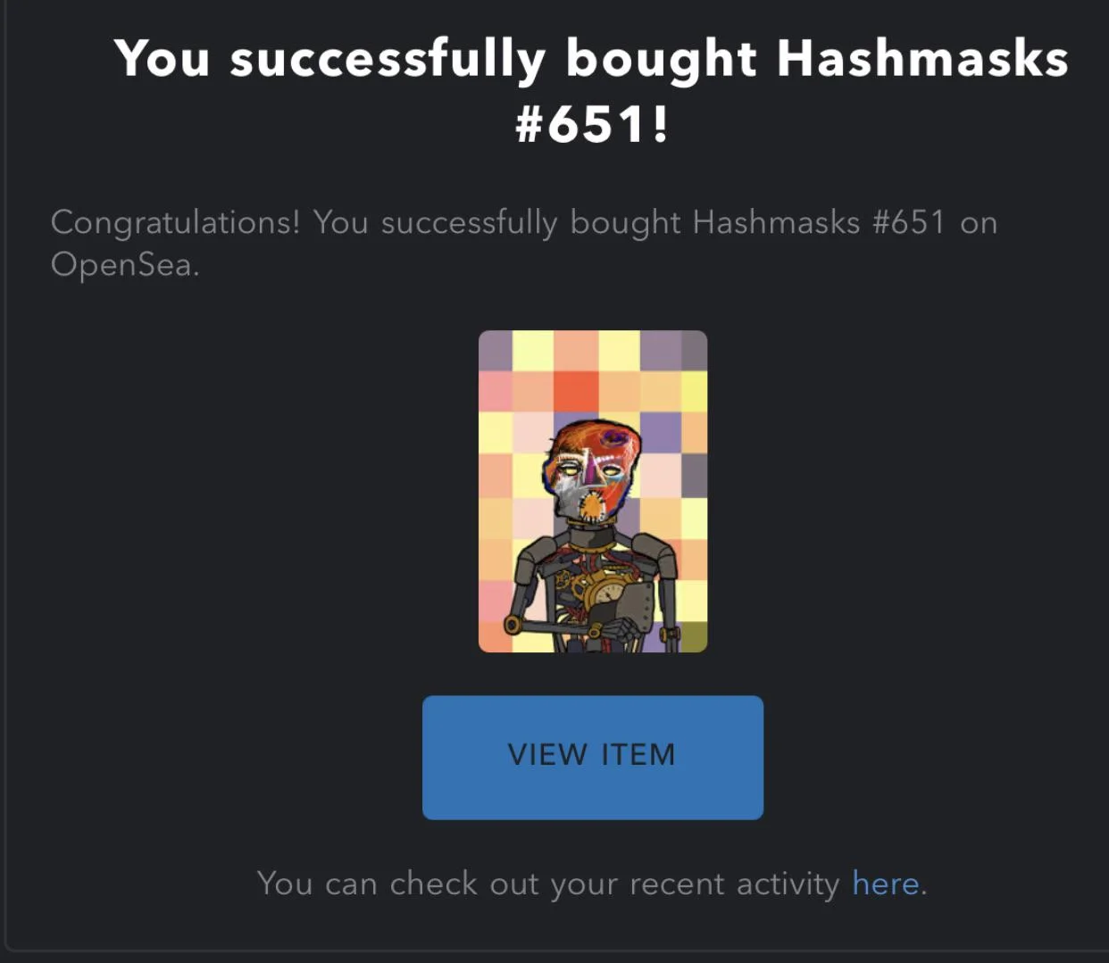 Hashmask #651 from the Suum Cuique Labs digital art collection.