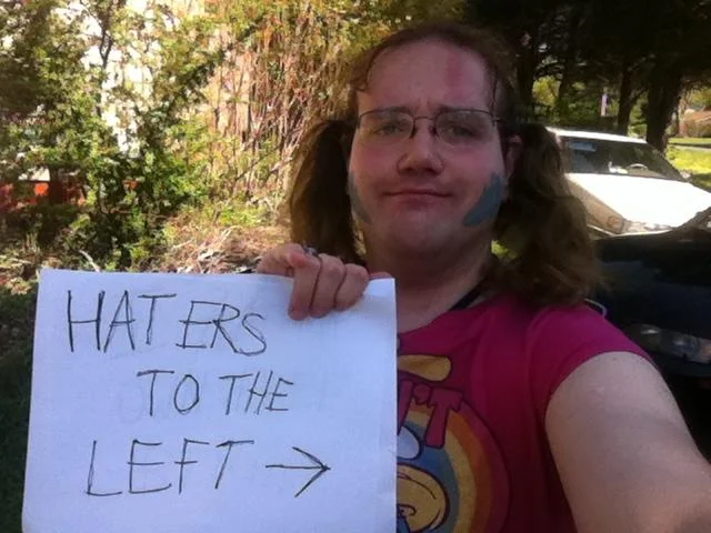 A 'Glee' cheerleaders GIF captioned with 'Haters to the Left.'
