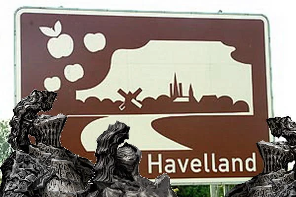 A pun-based edit placing Havel the Rock characters at the entrance to Germany's Havelland region.