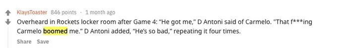 Reddit adaptation applying He Boomed Me format to another NBA team.