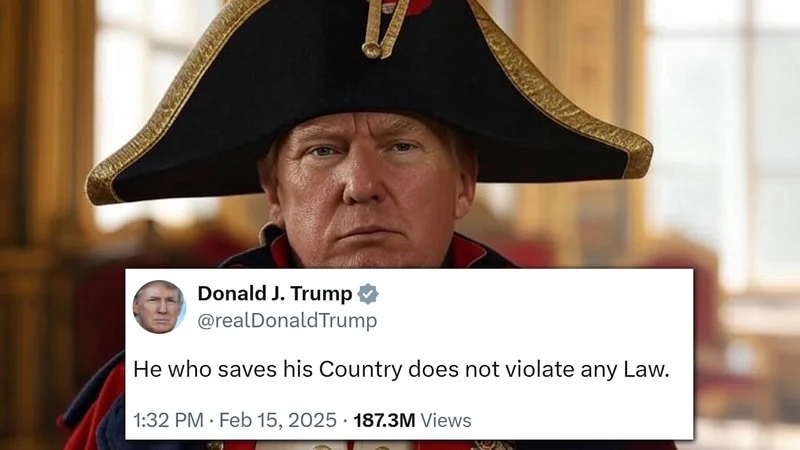Composite summarizing the Napoleon attribution and Trump's viral quote.