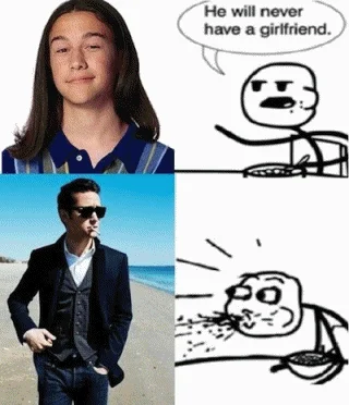 Classic rage comic format pairing transformation with shocked reaction.