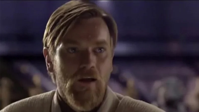The original film still of Obi-Wan Kenobi greeting General Grievous in Star Wars: Revenge of the Sith (2005), the source frame for the 'Hello There' meme.