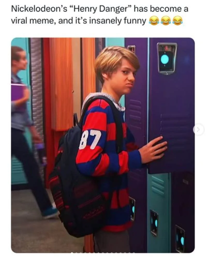 Henry Danger character in red/blue hoodie looking to the side with meme introduction text