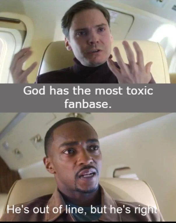 A religion-themed variant using the meme to comment on organized religion's followers.