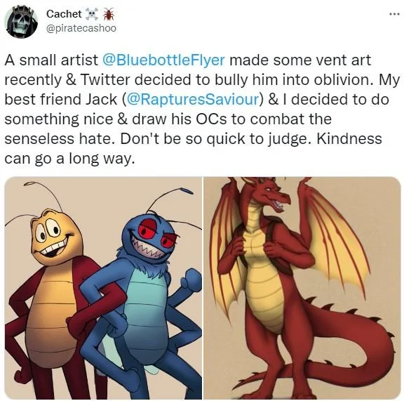 Fan art created in solidarity with Bluebottleflyer as the meme sparked a wave of supportive reactions.