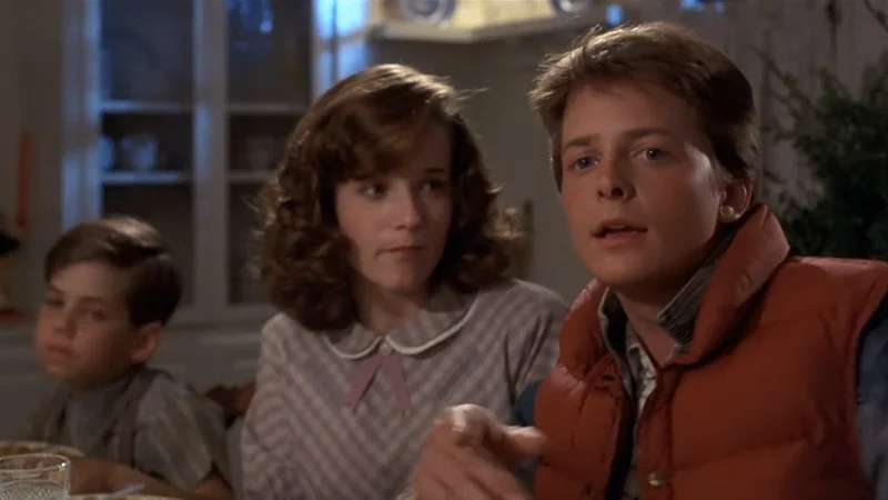 The original Back to the Future cinema scene inspiring the meme.